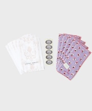 【WEB限定／お配りギフトにおすすめ！／ラッピング資材付き】オデッサラヴハーツ柄プリントタオルハンカチ 5枚セット