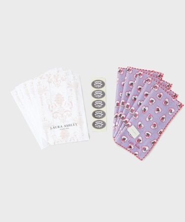 【WEB限定／お配りギフトにおすすめ！／ラッピング資材付き】オデッサラヴハーツ柄プリントタオルハンカチ 5枚セット