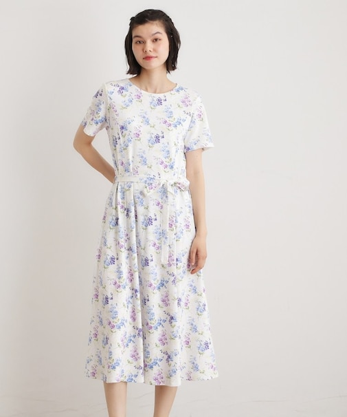 【UVカット/接触冷感】ポリー柄 コットンジャージーワンピース