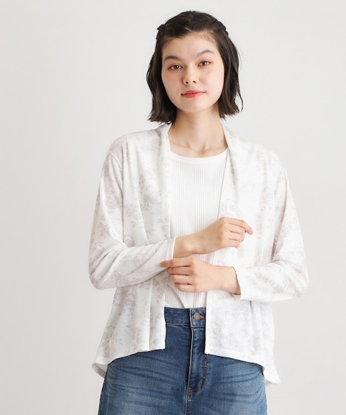 【冷房・日よけ対策におすすめ／ゆったりシルエット】ポリー柄 ジャージーカーディガン
