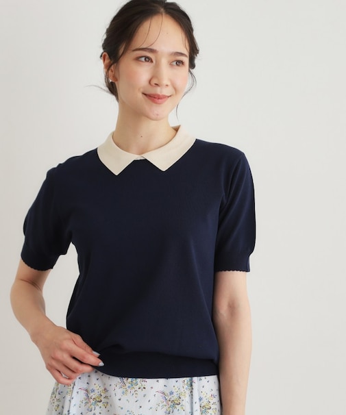 【人気デザイン！新色追加／洗える】衿付きプルオーバーニット