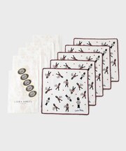【WEB限定/お配りギフトにおすすめ!/ラッピング資材付き】ヴィンテージ ソルジャー柄 タオルハンカチ 5枚セット白