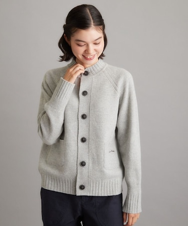 【日本製／ワンマイルウエア】ソフトウール ハイネックカーディガン