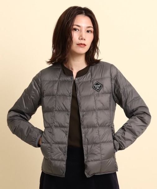 TAION(R) ノーカラーダウンジャケット