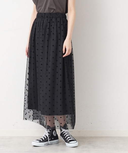 【ウエストゴム・洗える】チュールスカート