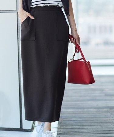 【洗える】ダンボールジャージストレートスカート（XS～L）