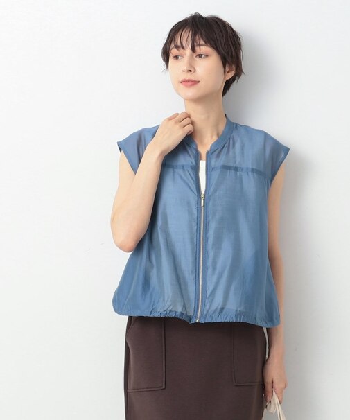 【洗える】ドローコード付きシアーブラウス