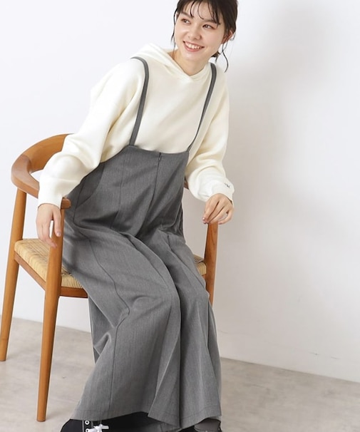 【洗える】サロペット風ワイドパンツ