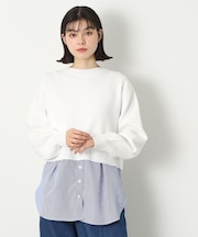 【洗える】シャツレイヤード風ニット