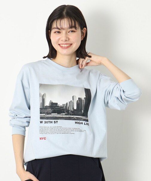 【ユニセックス・洗える】フォトプリントロングスリーブTシャツ