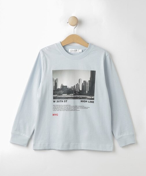 【リンクコーデ・洗える】フォトプリントロングスリーブTシャツ