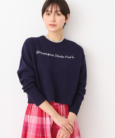 【洗える】クロップド丈ロゴジャカードニット(S~L)