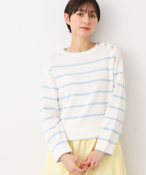 美品 LOUIS VUITTON ボーダーニット XS ロゴデザイン ボタン 美品 LOUIS VUITTON ボーダーニット XS ロゴデザイン ボタン