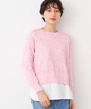 【洗える】肩ボタンミックス糸ニット（S～L)