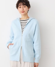 【洗える】フーデットニットミラノリブカーデ