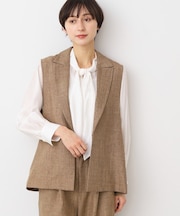 【洗える・セットアップ可能】スリーブレス襟付きジャケット(S~L)