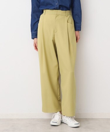 【洗える】タック入りワイドパンツ（S～L）