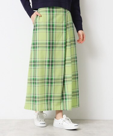 【後ろゴム・洗える・4サイズ展開】映えチェック柄タック入りスカート(XS~L)