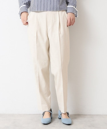 【多機能・後ろゴム】リネンブレンドテーパードパンツ
