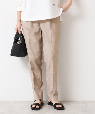 【多機能・後ろゴム】リネンブレンドテーパードパンツ
