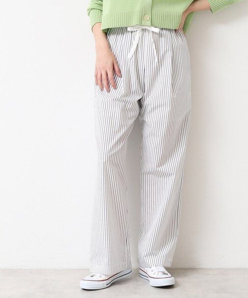 【洗える・ウエストゴム】ストライプリラックスパンツ