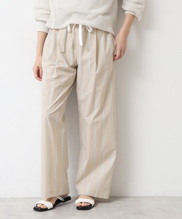 【洗える・ウエストゴム】ストライプリラックスパンツ