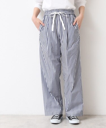 【洗える・ウエストゴム】ストライプリラックスパンツ