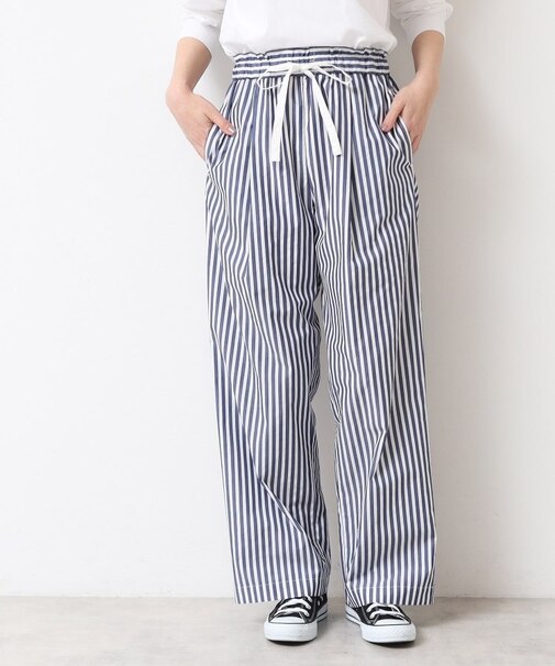 【洗える・ウエストゴム】ストライプリラックスパンツ
