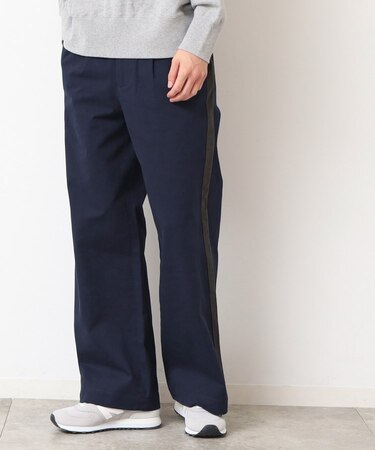 【洗える】サイドライン入り切替ワイドパンツ