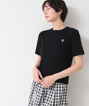 【洗える】ケーブルクルーネックニット