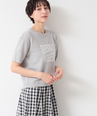 【洗える】ロゴジャカード半袖ニット(S~L)