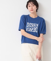 【洗える】ロゴジャカード半袖ニット（S～L）