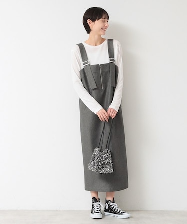 【洗える】フロントジップジャンパースカート