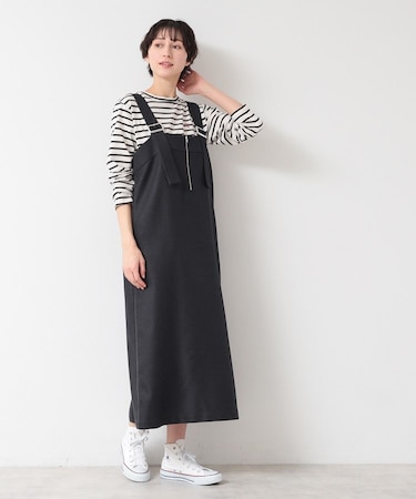 【洗える】フロントジップジャンパースカート