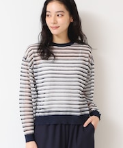 【洗える】シアーカラ―ボーダーニット(S~L)