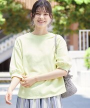 【360度可愛い・洗える】バックヘンリーカットソー（5分袖/XS～L）