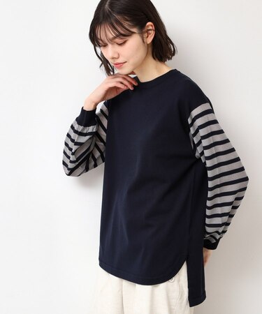 【洗える】スリーブボーダーニット（S～L）
