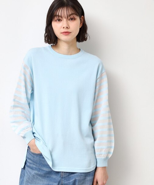 【洗える】スリーブボーダーニット(S~L)