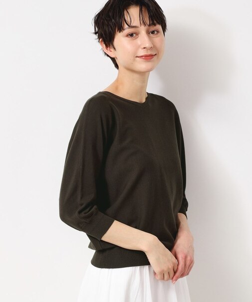 【選べる7色展開・洗える】後ろボタンニットプルオーバー七分袖（XS～L）