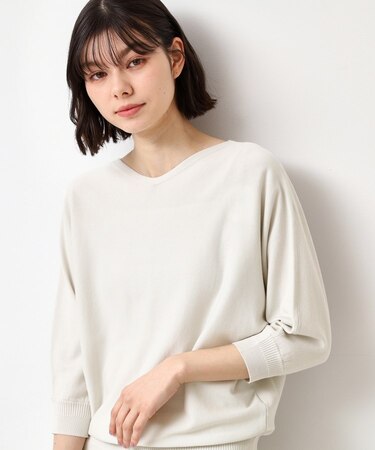 【選べる7色展開・洗える】後ろボタンニットプルオーバー七分袖（XS～L）