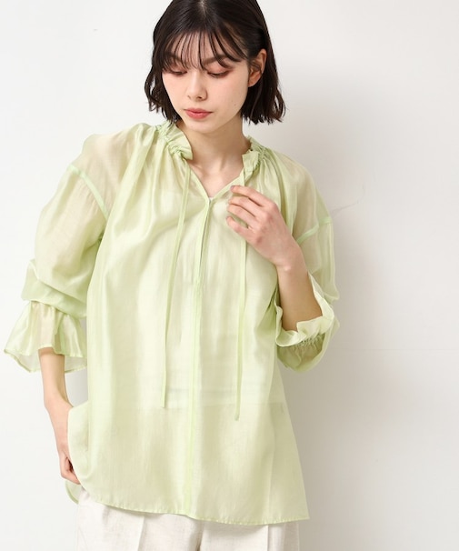 【洗える】フリルリボンブラウス