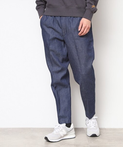 【ウエストゴム・洗える】綿麻デニムリラックスパンツ