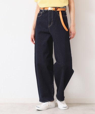 【洗える】デニムカーブパンツ
