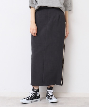 【セットアップ可能・洗える】配色ラインストレートスカート（S～L）