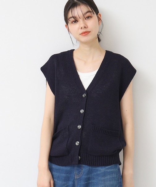 【日本製】ボタン付きニットベスト