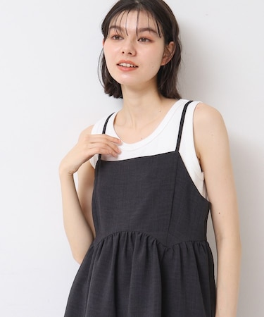 【セットアップ可能・洗える】切り替えギャザー入りキャミソール