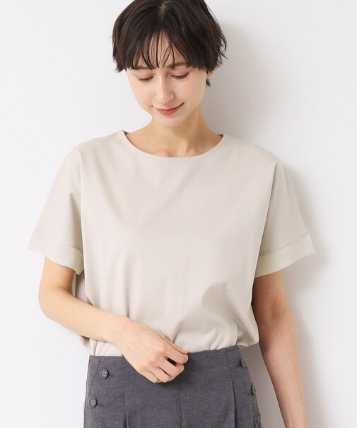 【接触冷感・洗える】美光沢カットソーゆったりシルエット