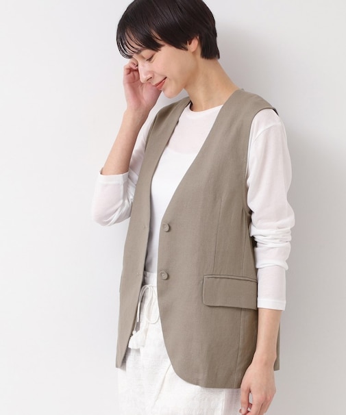 【セットアップ可能・洗える】ボタン付きジレ