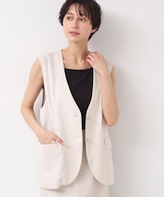 【セットアップ可能・洗える】ボタン付きジレ