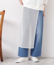【洗える】ラメ入りメッシュ巻きスカート